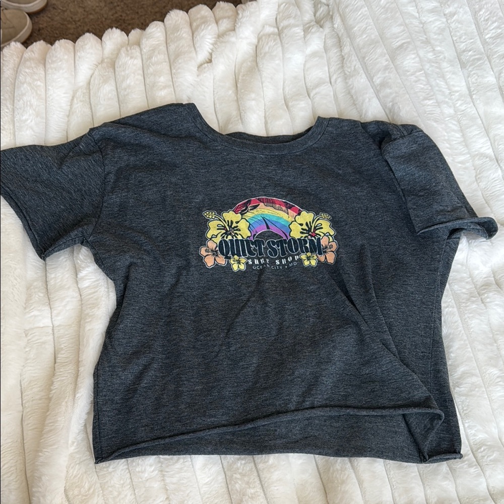 Quiet Storm Charcoal Tee with Vibrant Graphic